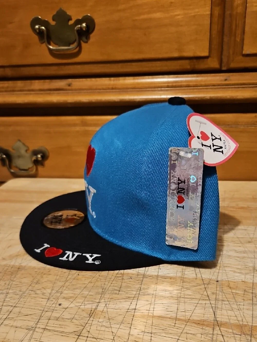 I Love NY Snapback Hat - Blue and Black.